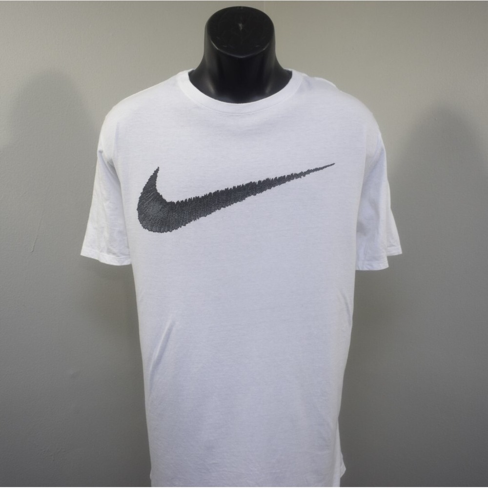 Nike Gym T Shirt White Short Sleeve Athletic Cut Performance Cotton Mens Size XL